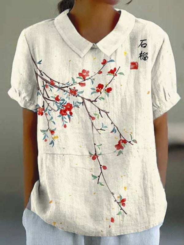 Shirt Women’s Short Sleeve Creative Retro Short Sleeve T-shirt - 34 D758 / XXS
