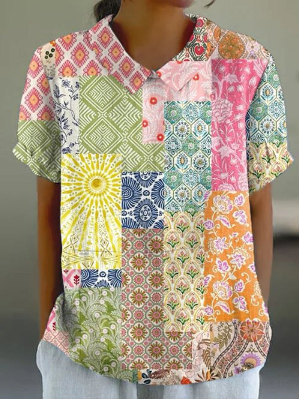 Shirt Women’s Short Sleeve Creative Retro Short Sleeve T-shirt - 36 D758 / XXS