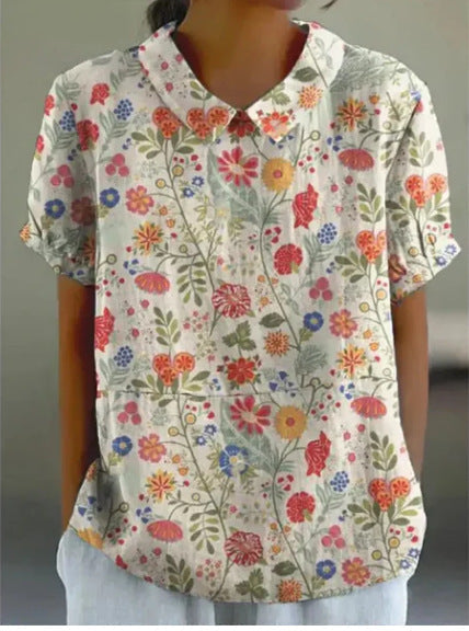 Shirt Women’s Short Sleeve Creative Retro Short Sleeve T-shirt - 38 Style / XXS