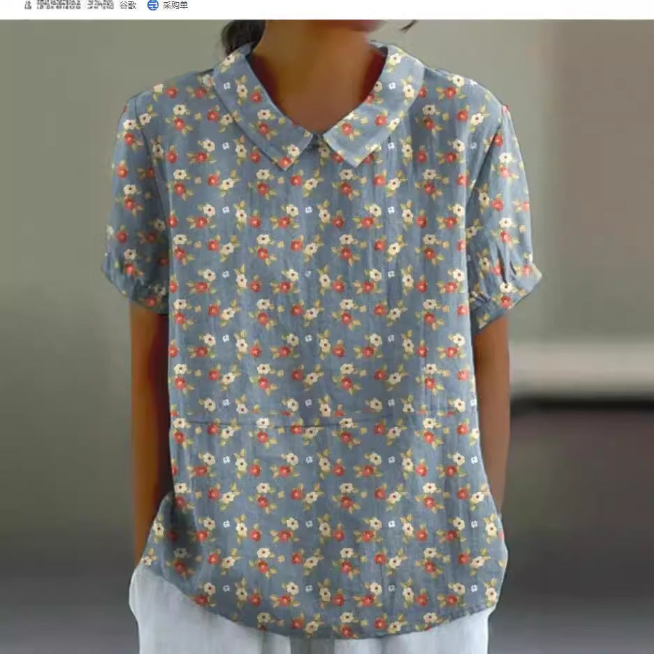Shirt Women’s Short Sleeve Creative Retro Short Sleeve T-shirt