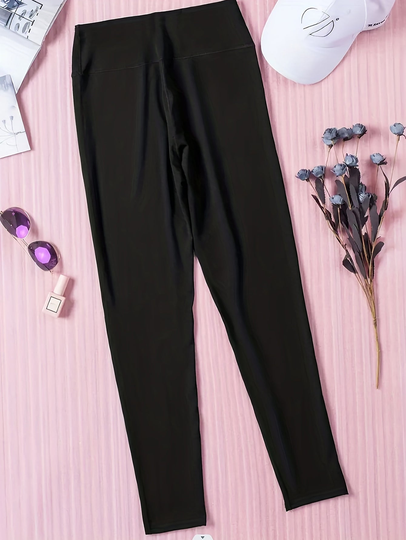 Plus Size Burnt Flower Solid Color Bottom Women’s Pants - 5