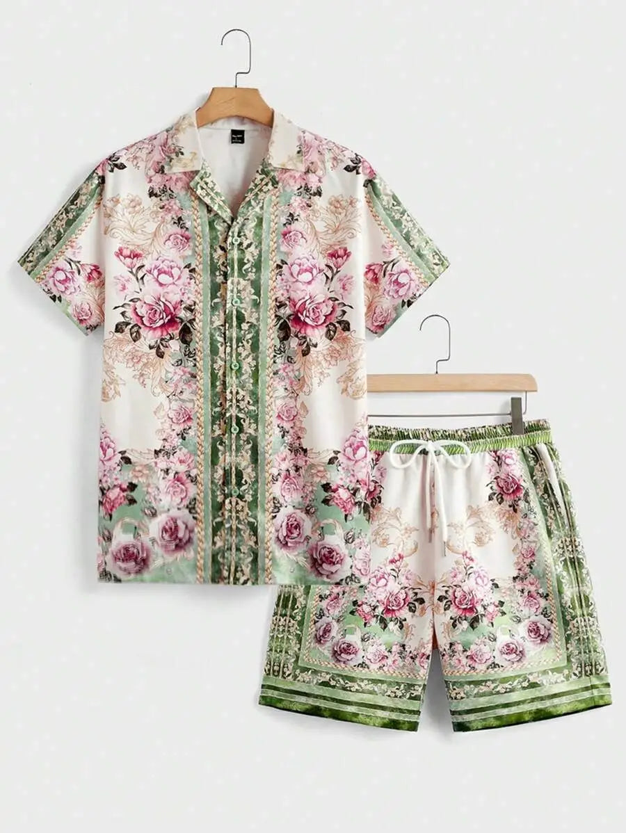 3D Digital Printing Men’s Casual Loose Shirt Shorts