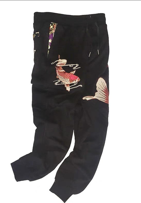 Men’s Sweatpants Style Embroidered Cotton Pants