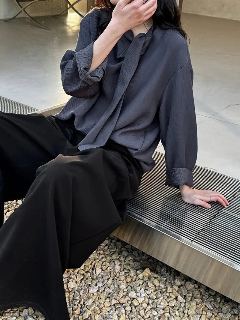 Retro Elegant Ribbon Texture Shirt For Women