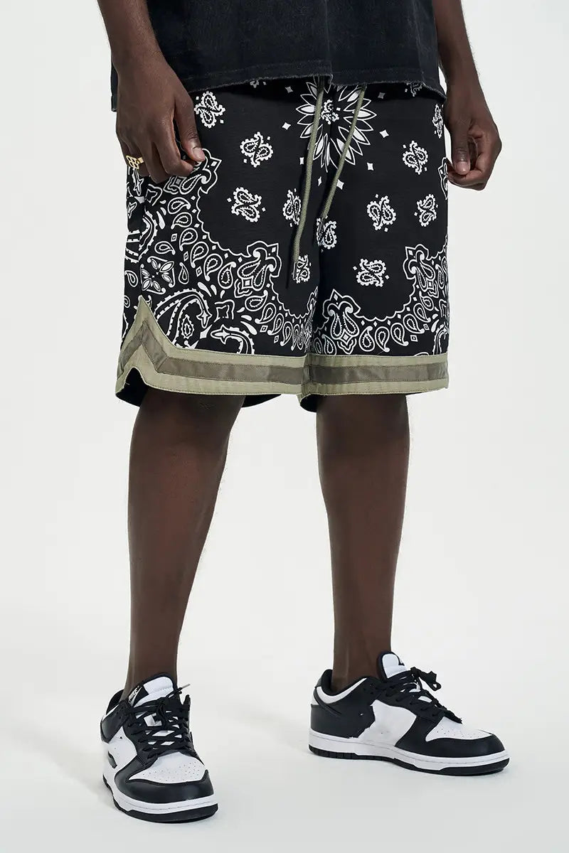 Splicing Hanging Crotch Military Cloth Hip-hop Men’s Shorts