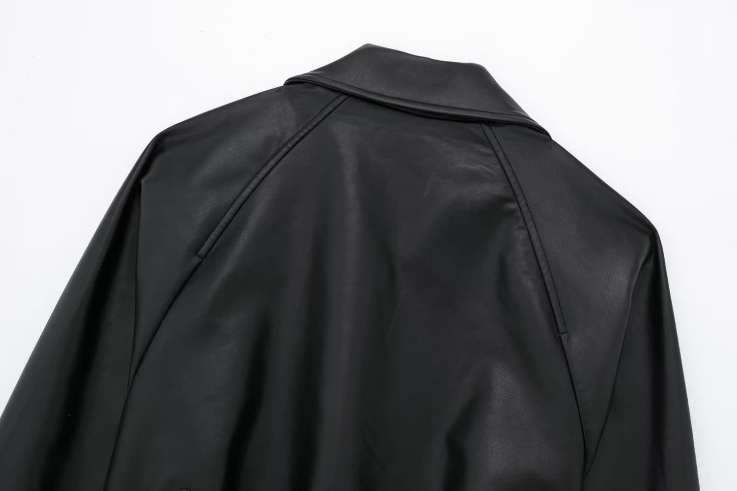 Autumn New European And American Leisure Imitation Leather Loose Short Trench Coat