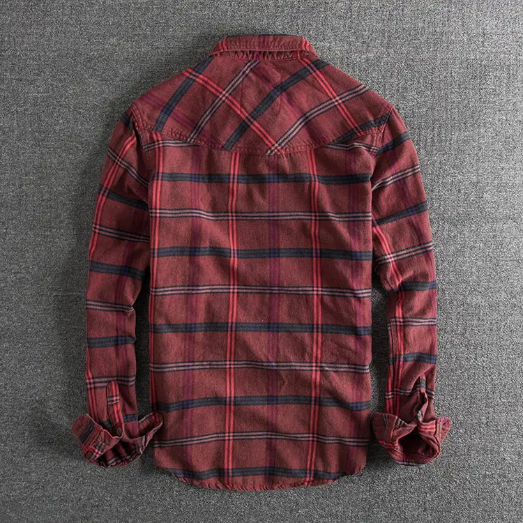 Slim all-match Men’s Casual Plaid Long-sleeved Shirt
