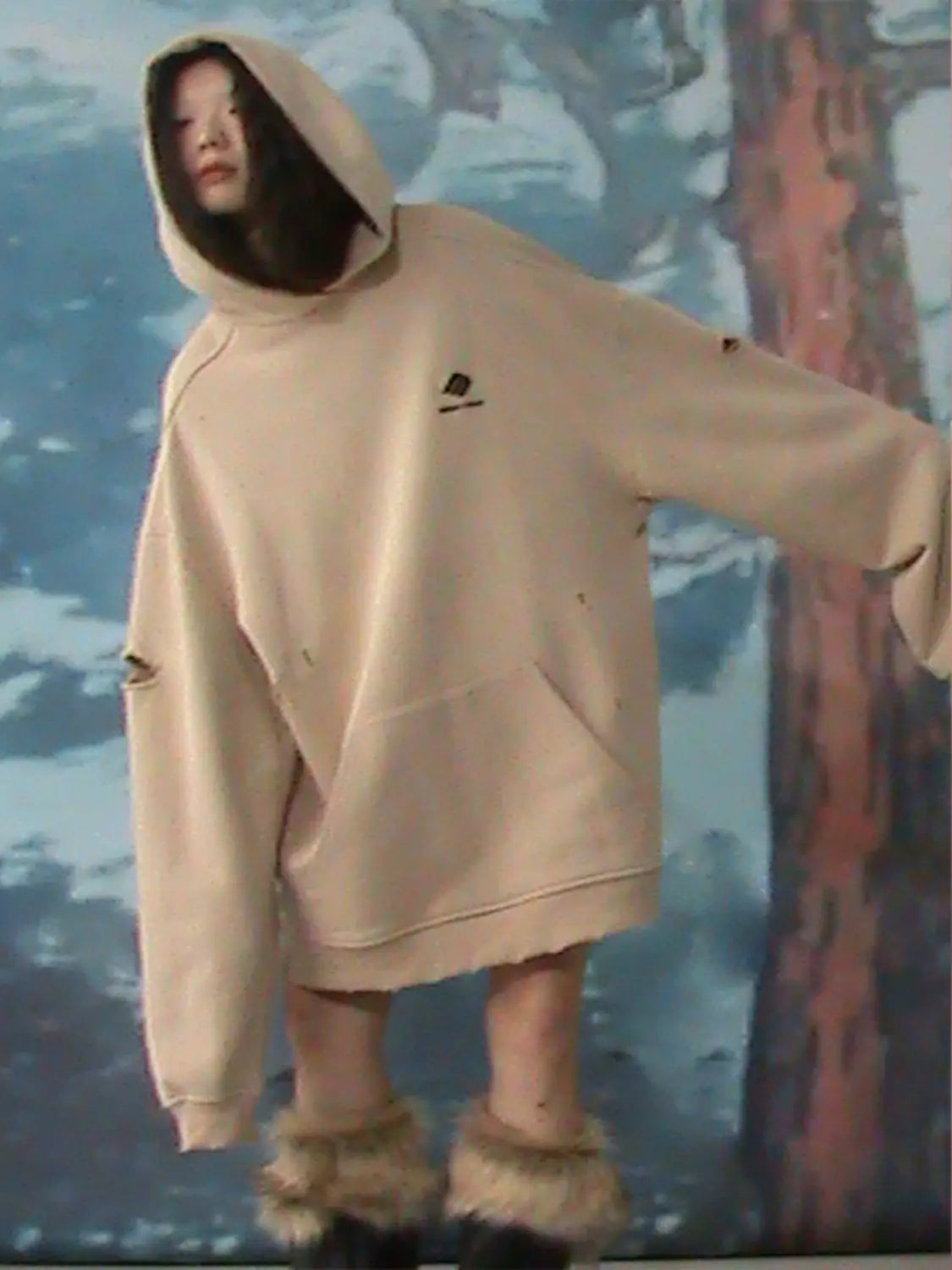 Worn Out And Torn Soft Comfortable Loose Hoodie
