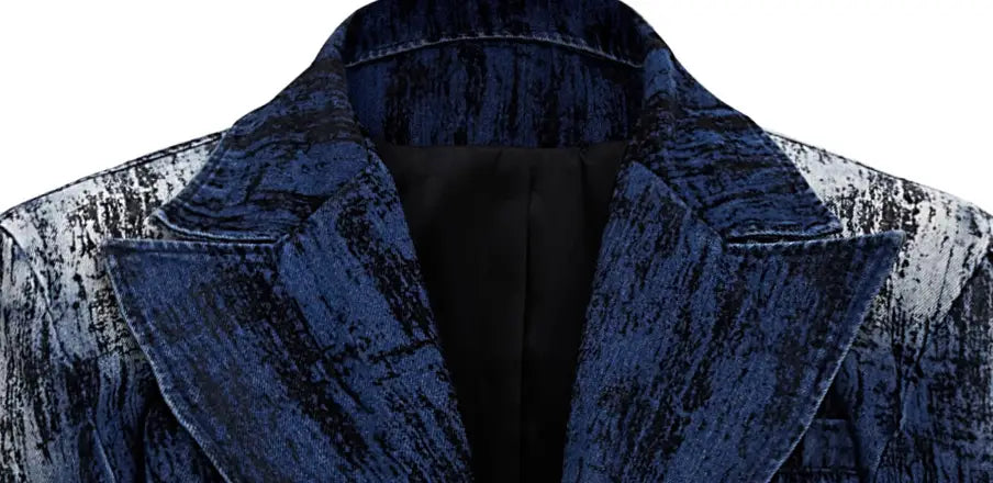 Tie-dyed Distressed Design Padded Shoulder Suit Jacket Loose
