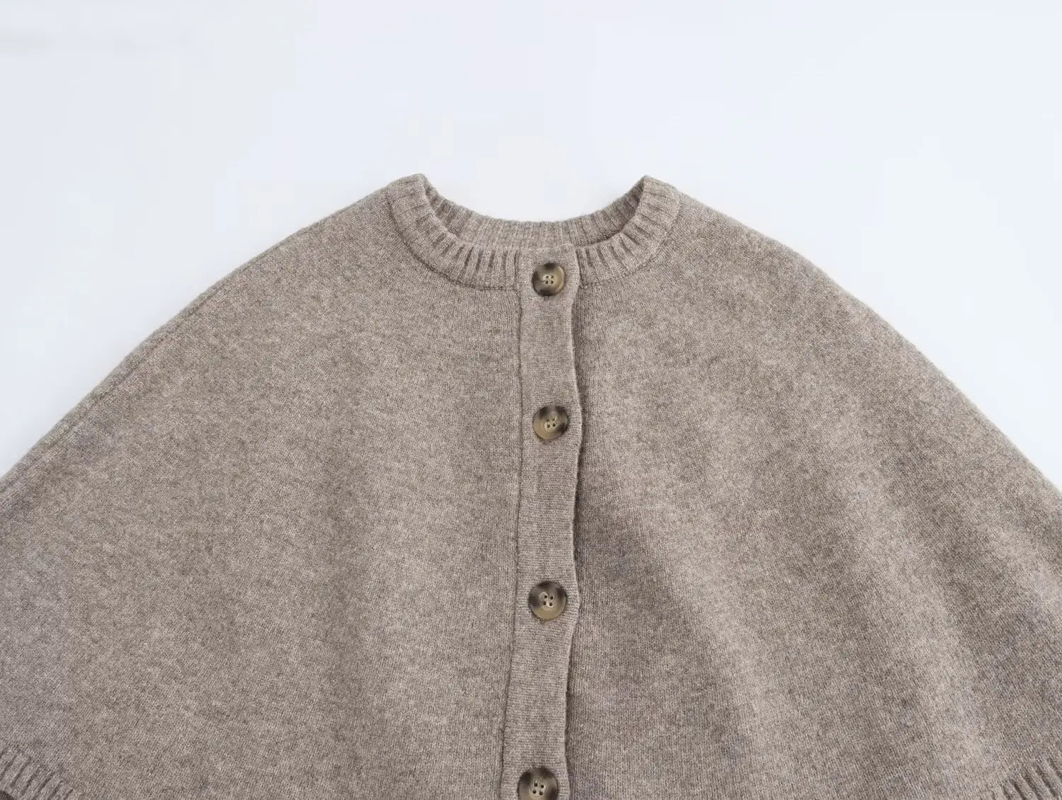 All-match Cloak Design Round Neck Knitted Coat