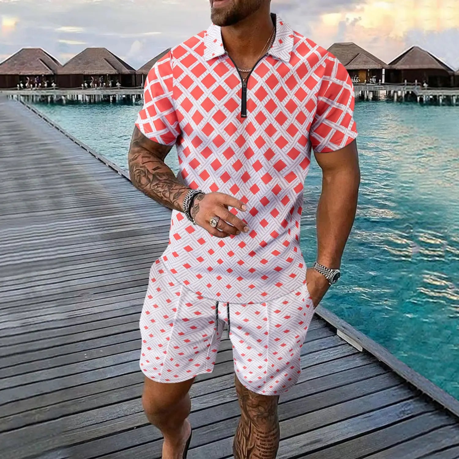 Short-sleeved Shorts Two-piece Sports And Leisure Men’s Suit