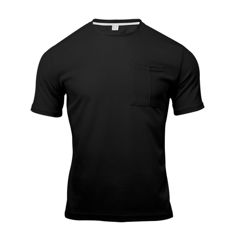 Waffle Round Neck Pocket Short-sleeved Shorts Casual Sports Suit