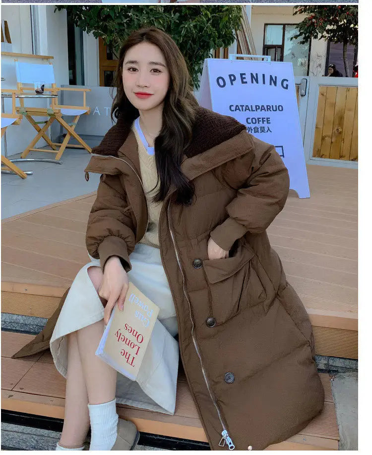 Below The Knee Korean Style Fashion Loose Cotton Coat