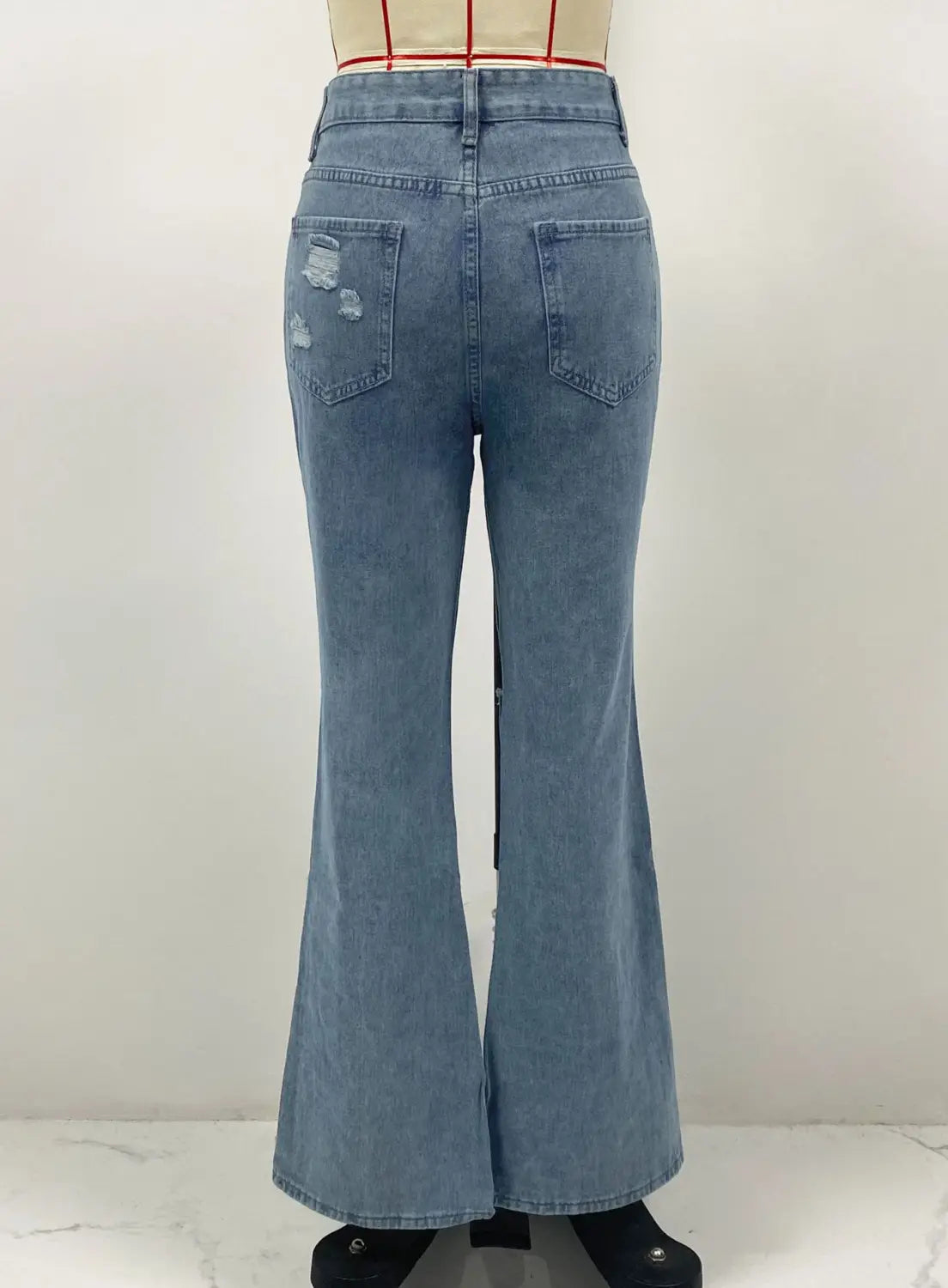 Ladies Jeans High Waist Ripped Slightly Stretch Split Trousers