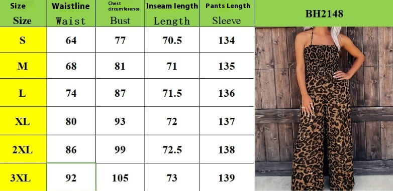 Women’s Leopard Print Halter Backless Jumpsuit
