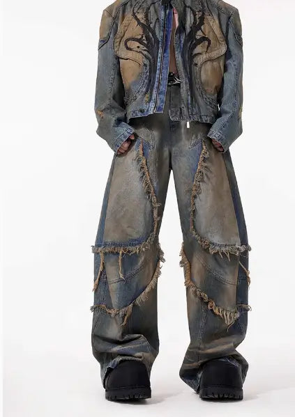 American-style Distressed Machete Jeans