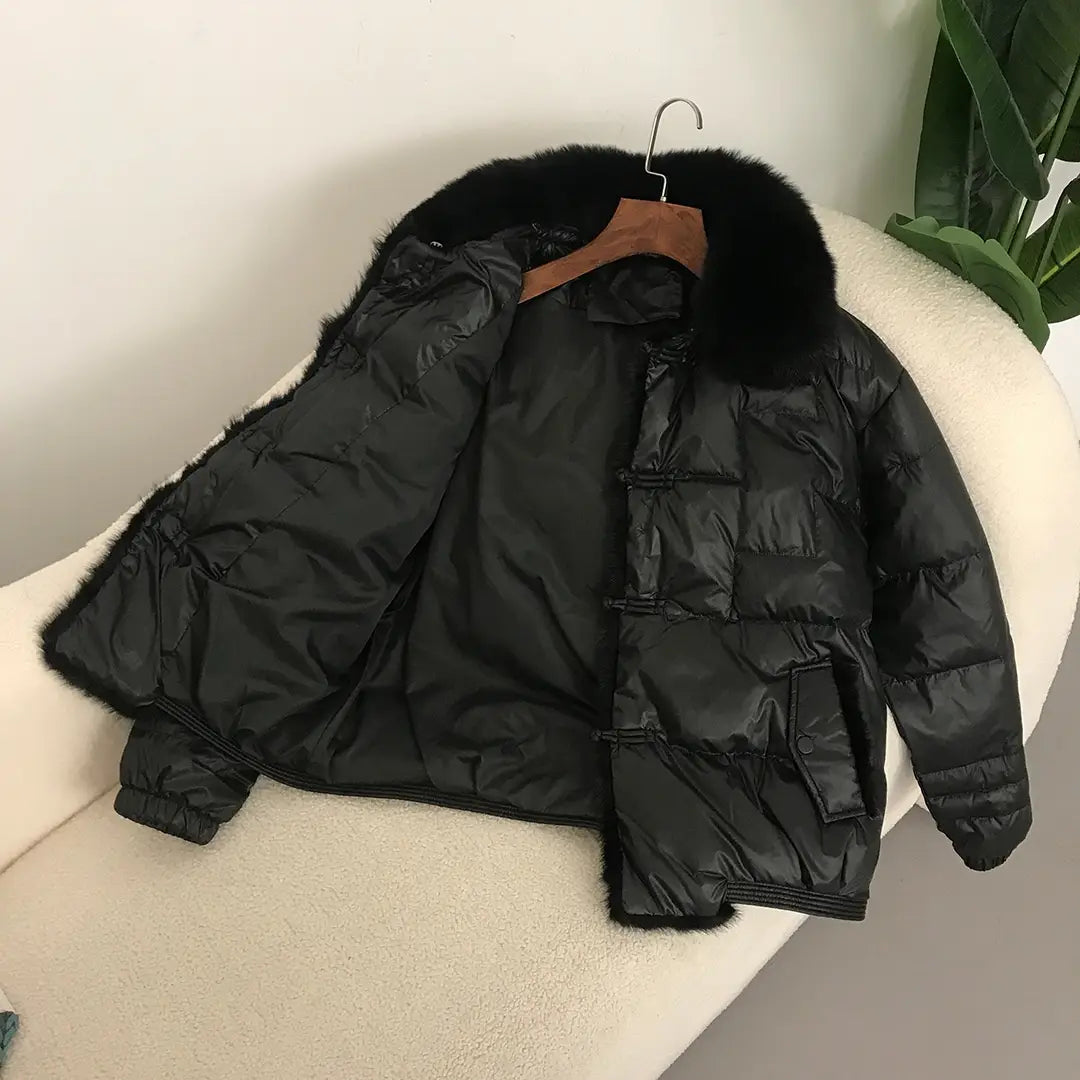 Down Jacket Short Loose Fashion Retro Patchwork Coat