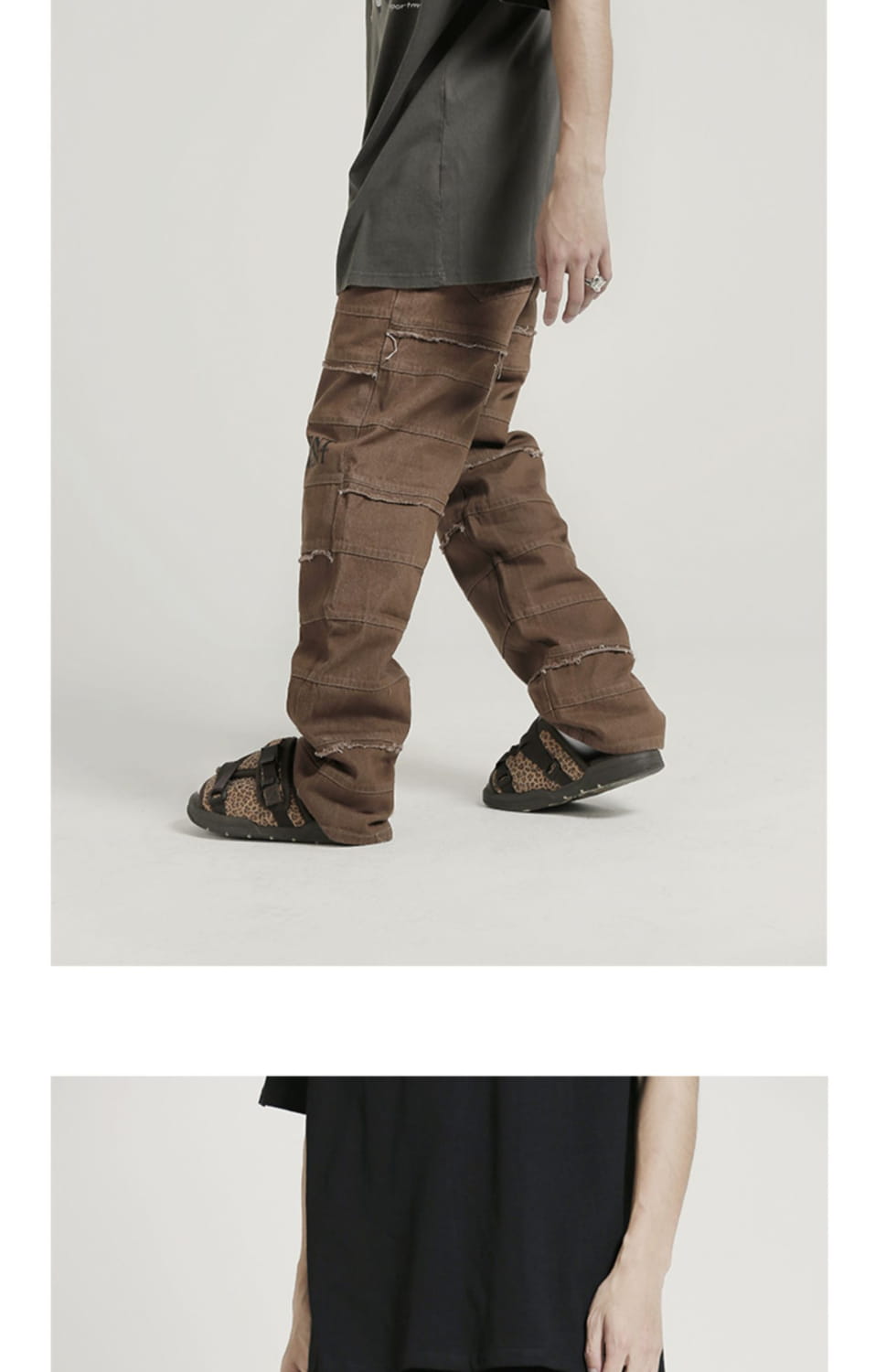 European And American Hip-hop Layered Straight-leg Jeans