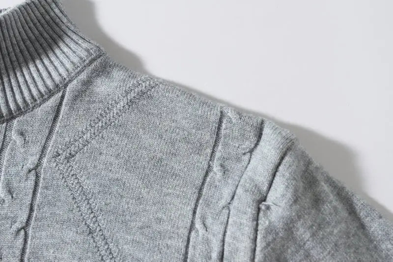Fashion Rhombus Sweater Men’s Casual Stand Collar Long Sleeve Half Zipper Sweater