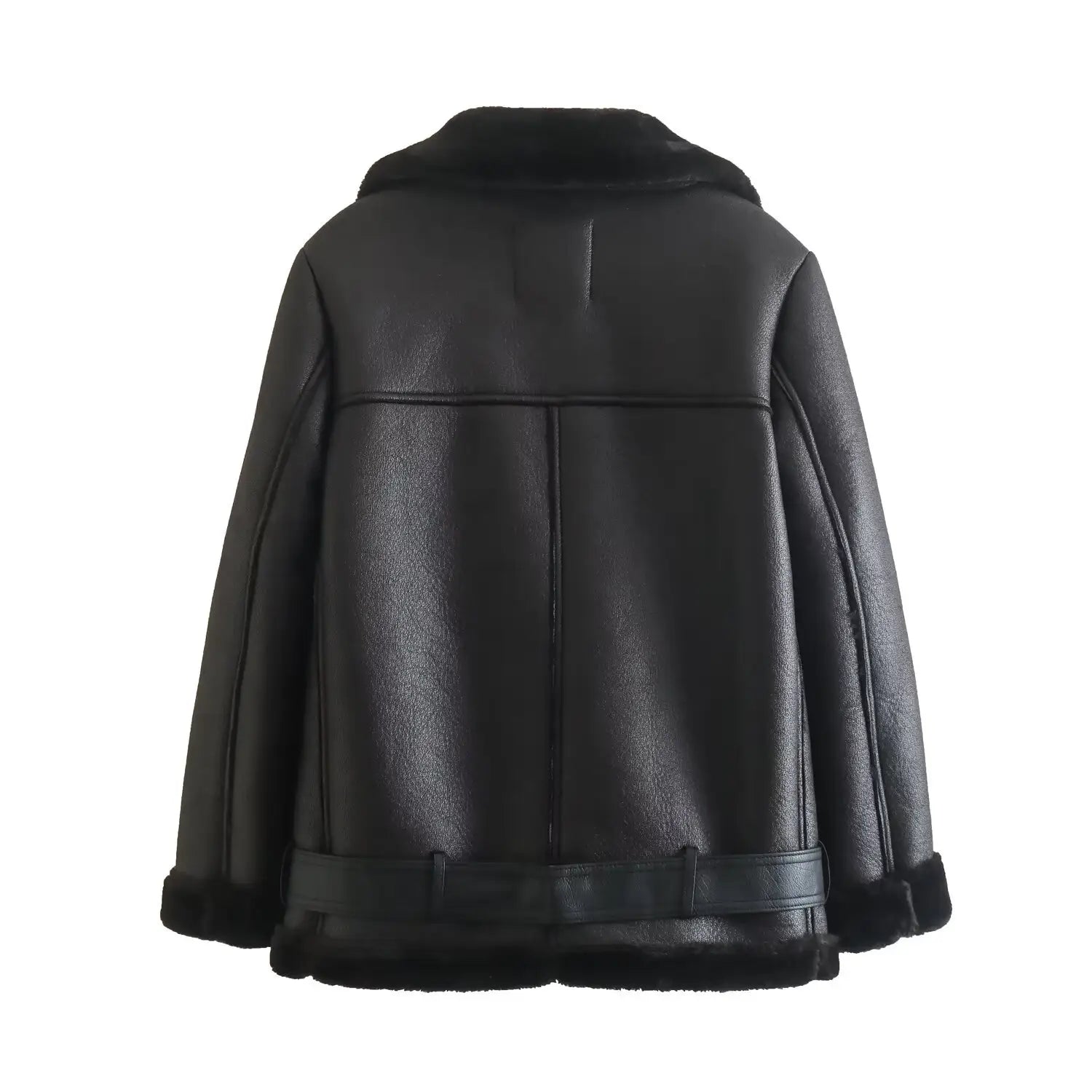 Women’s Fashion Fur Integrated Leather Coat Top
