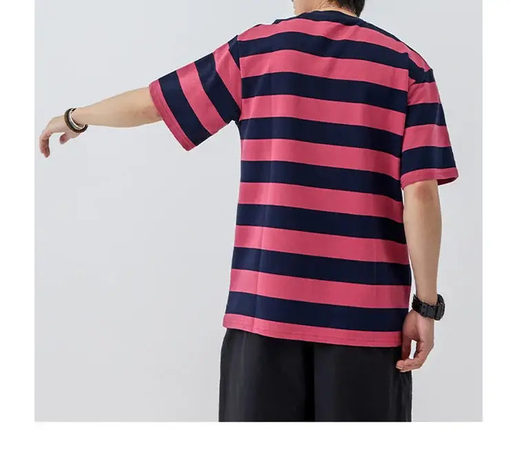 New Striped Short Sleeve Retro Striped Men