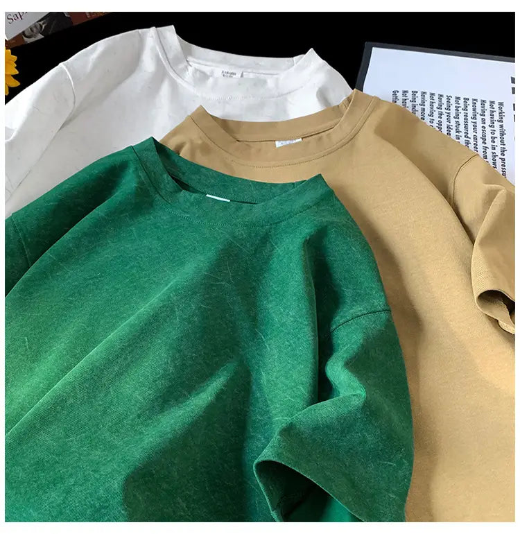 Stone Washed Ice-feeling Tencel Cotton Ice Silk Short Sleeve T-shirt