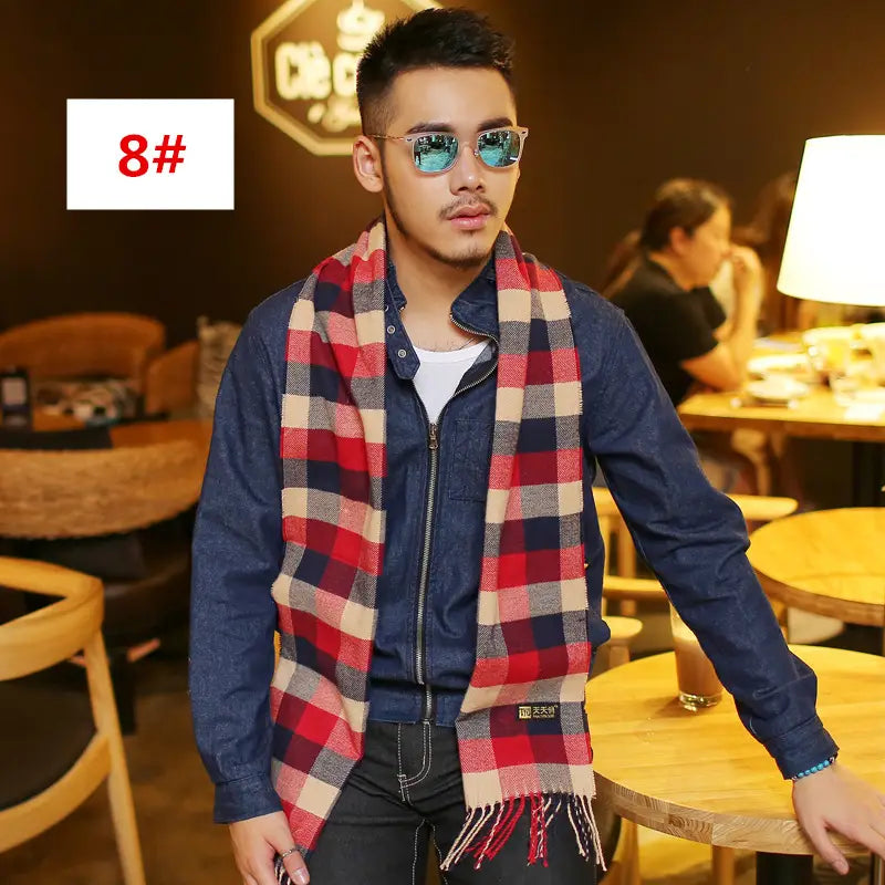 Men’s Fashion Casual Warm Plaid Scarf