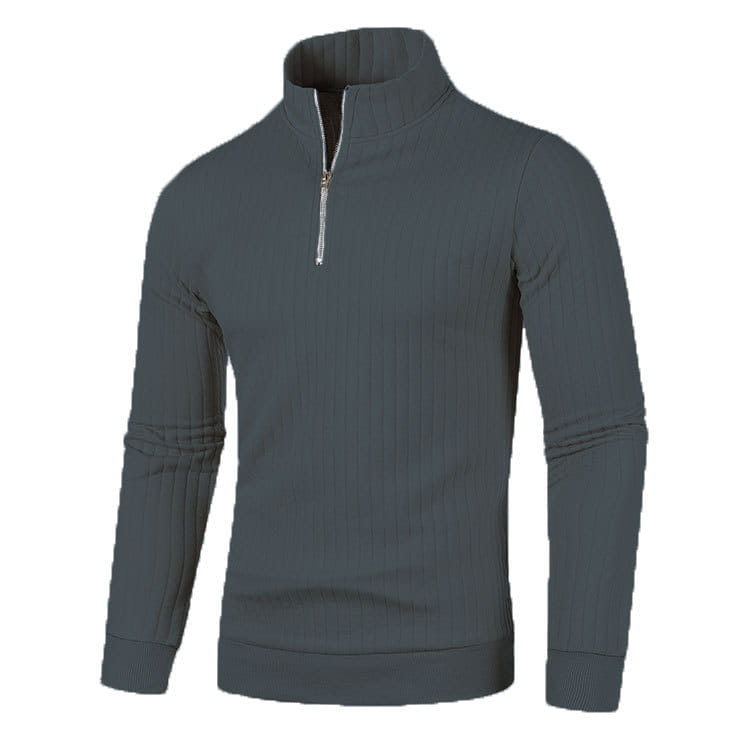Leisure Pullover Men’s Half-high Collar Zip Sweater