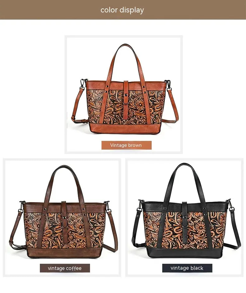 Retro Luxe First Layer Cowhide Bag High-End Fashion Online