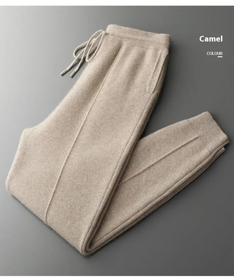 Wool Cardigan Men’s Stand Collar Zipper Knitted Sweater Coat Warm And Loose Cashmere Pants Men
