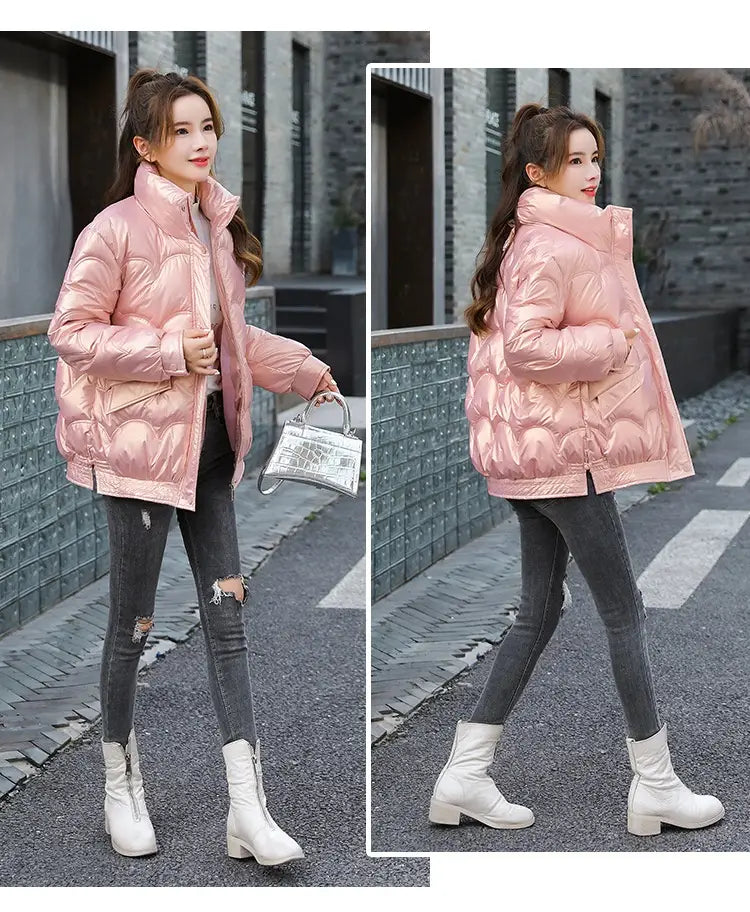 Women’s Cotton-padded Coat Korean Style Quilted Jacket Stand Collar Cotton-padded Jacket