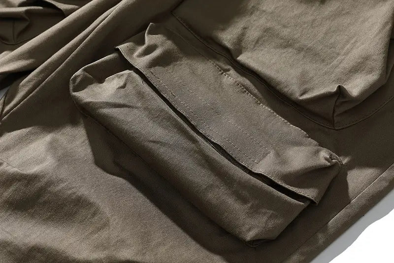 Men Cargo Pants Drawstring Ankle Pockets
