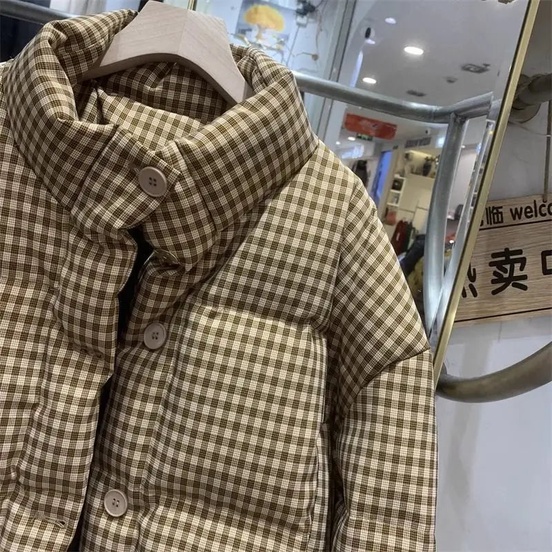 Thickened Puffer Jacket High Waist Cropped Cotton Jacket