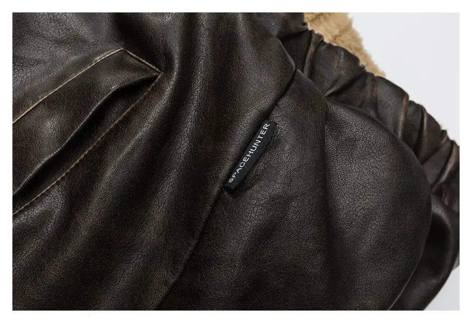 Winter PU Leather Coat Cotton-padded Coat Stand Collar Coat Thickened Lamb Wool