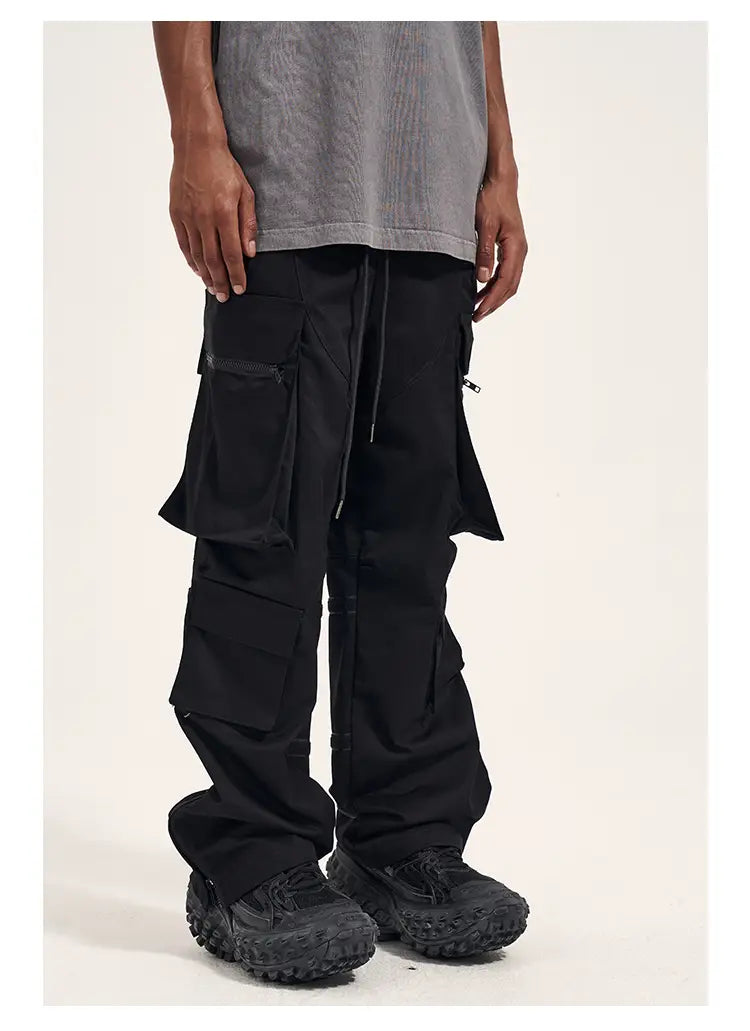 Multi Pocket Retro Velcro Side Zipper Men’s Casual Pants