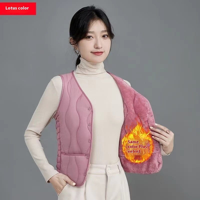 Fashion Fleece Lined Padded Warm Keeping Slim Women Vest