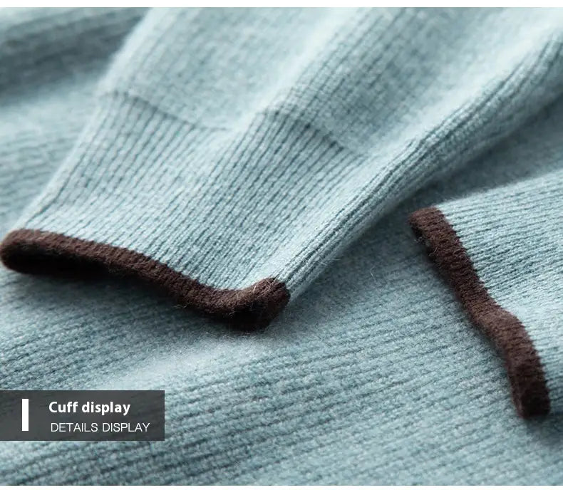 Men’s Loose Ingot Needle Contrast Color Cashmere Sweater