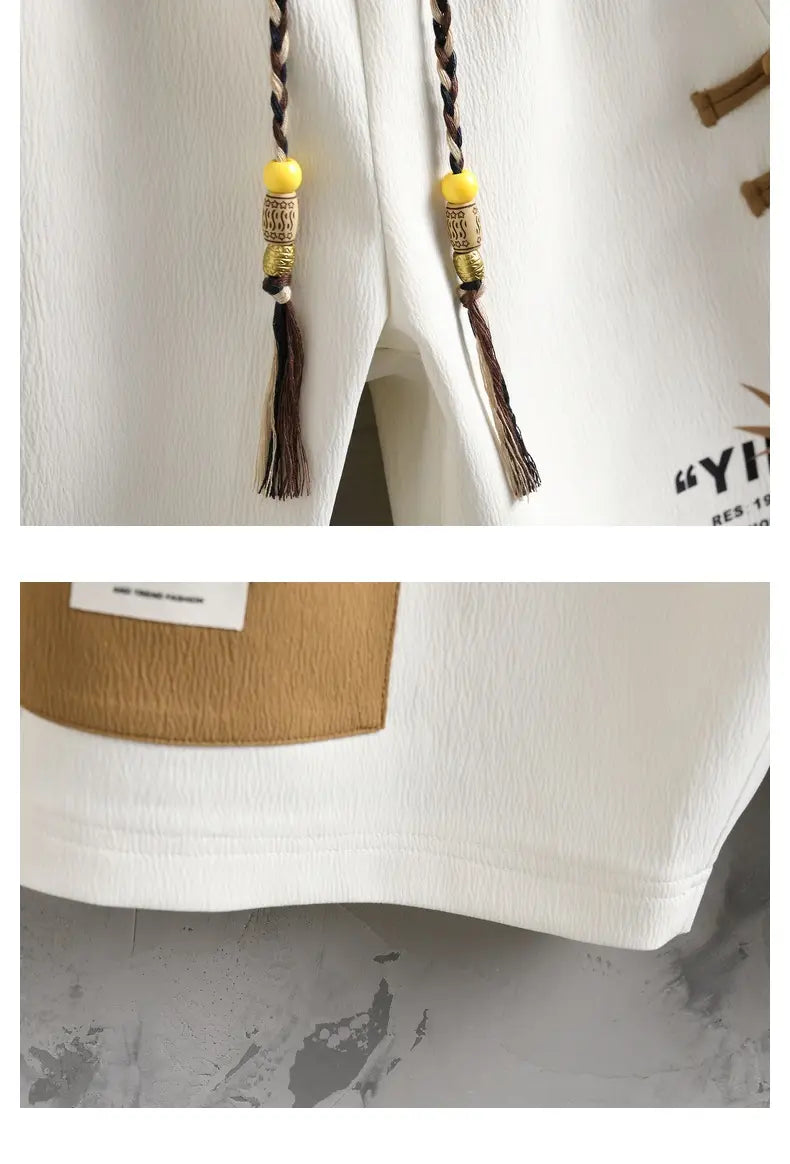 New Chinese Style National Style Suit Men’s Summer Short Sleeve Shirt Shorts Wear A Set Of Casual Sports Clothes