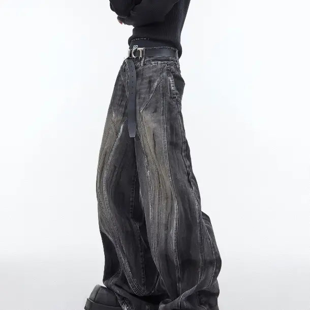 Heavy Retro Distressed Wide Leg Loose Jeans