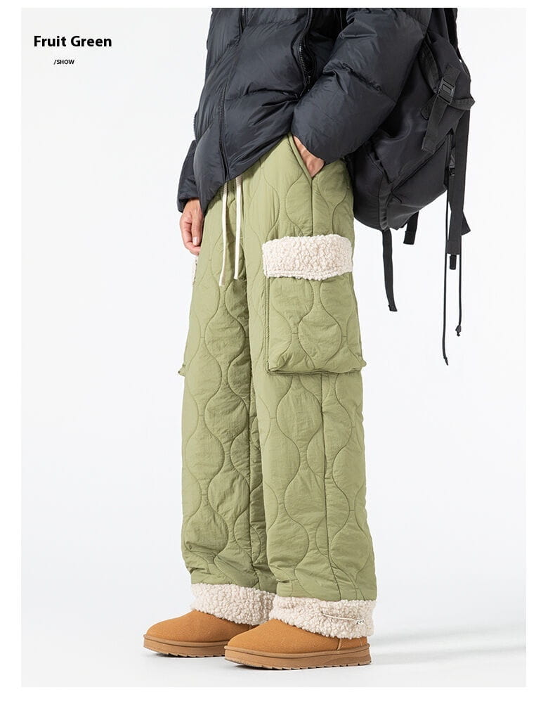 Men’s Quilted Casual Pants Thickened Cold Protection Ski Pants