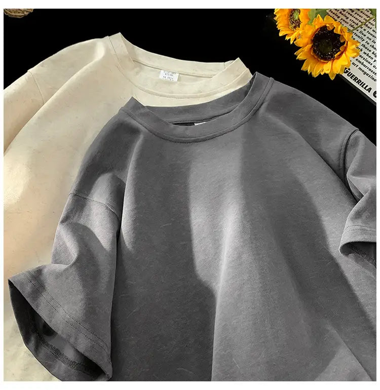 Stone Washed Ice-feeling Tencel Cotton Ice Silk Short Sleeve T-shirt