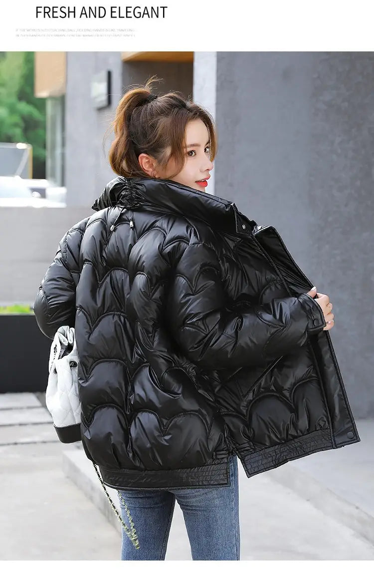 Women’s Cotton-padded Coat Korean Style Quilted Jacket Stand Collar Cotton-padded Jacket