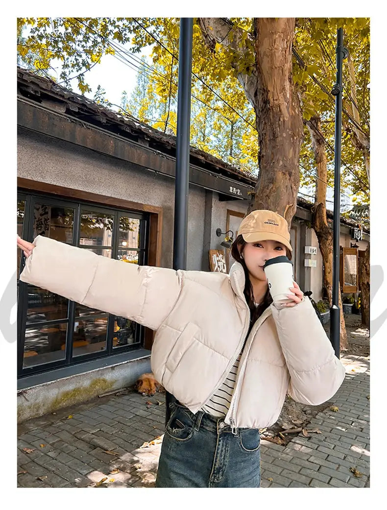 Stand-up Collar Thick Down Cotton Jacket Coat