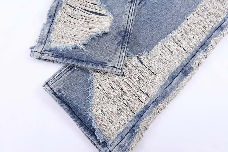 Worn Out Cat Whisker Jeans Loose Personality Hip-hop Straight Pants