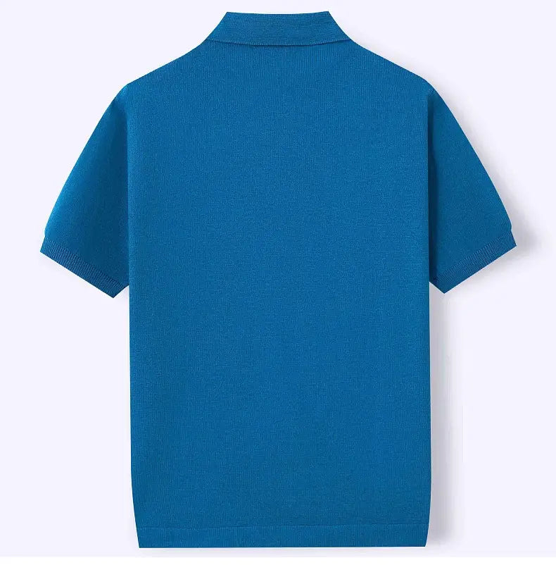 Summer Tencel Short-sleeved Sweater Lapel Jacquard Cardigan For Men