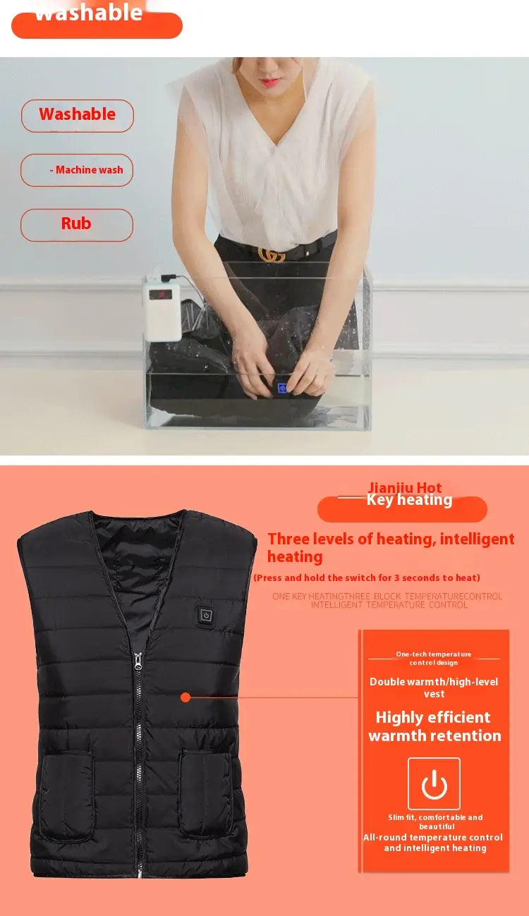 Heating Vest Three-gear Electric Heating Temperature Control Warm Men And Women