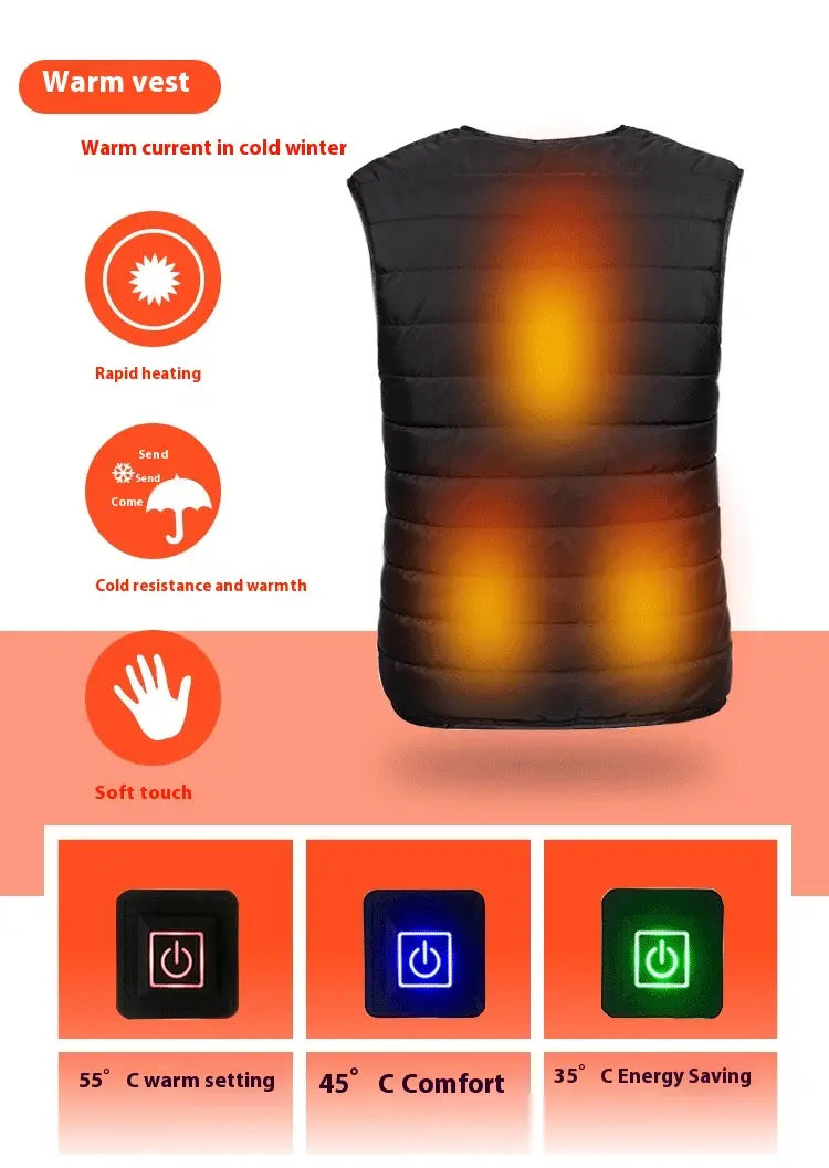 Heating Vest Three-gear Electric Heating Temperature Control Warm Men And Women