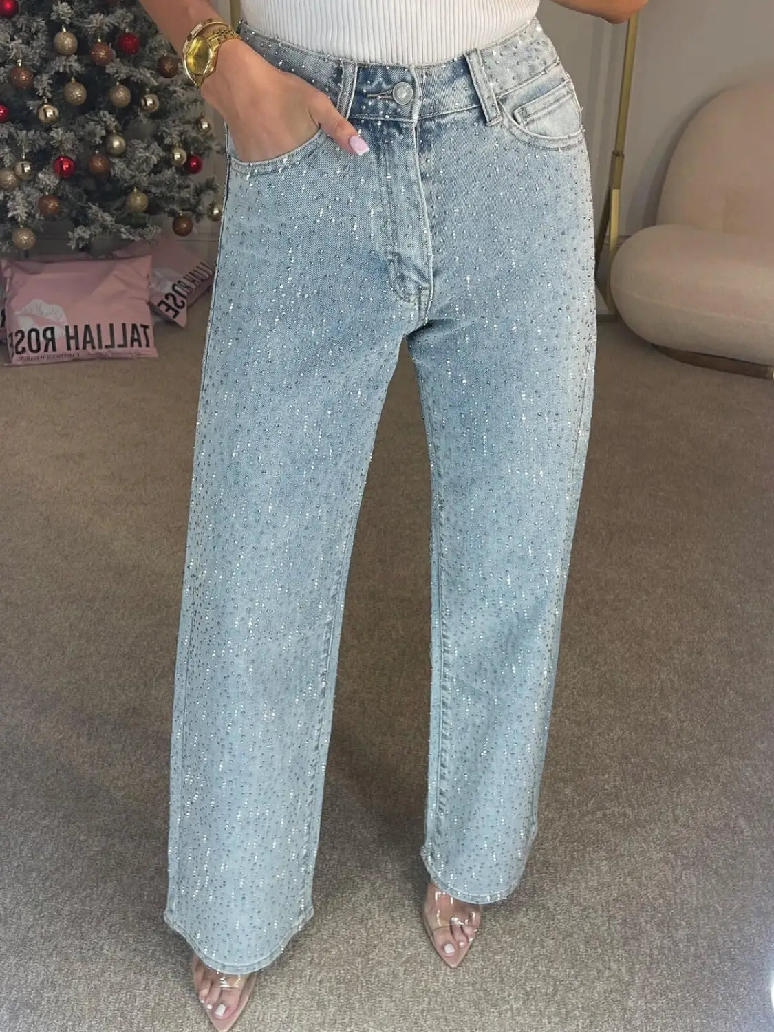 Women’s High-end High Waist Straight Personalized Hot Girl High Street Trousers