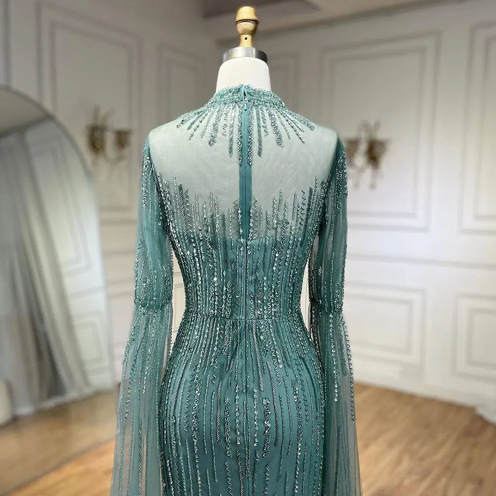 Elegant Flounced Sleeve Split Fishtail Dress