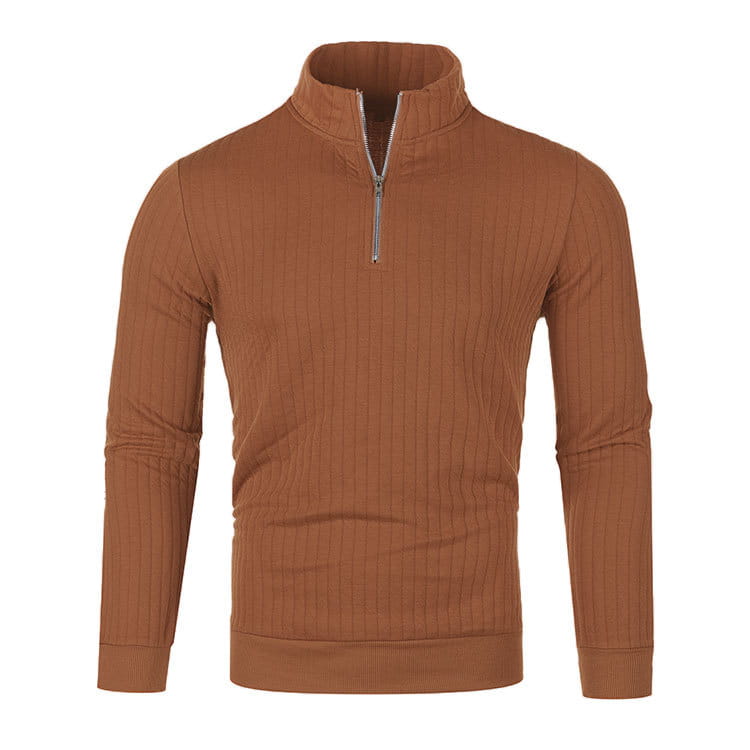 Leisure Pullover Men’s Half-high Collar Zip Sweater